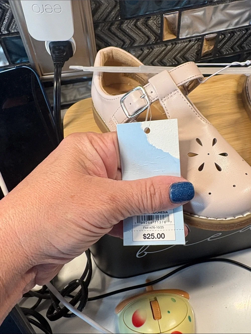 Carter's Light Beige T‑Strap Floral Cutout Dress Shoes